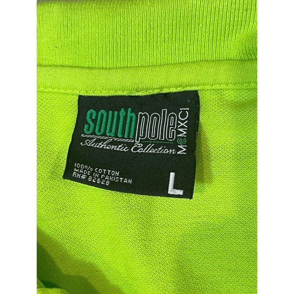 Mens South Pole Authentic Collection Lime Green Short Sleeve Polo Shirt Size L - Picture 3 of 7